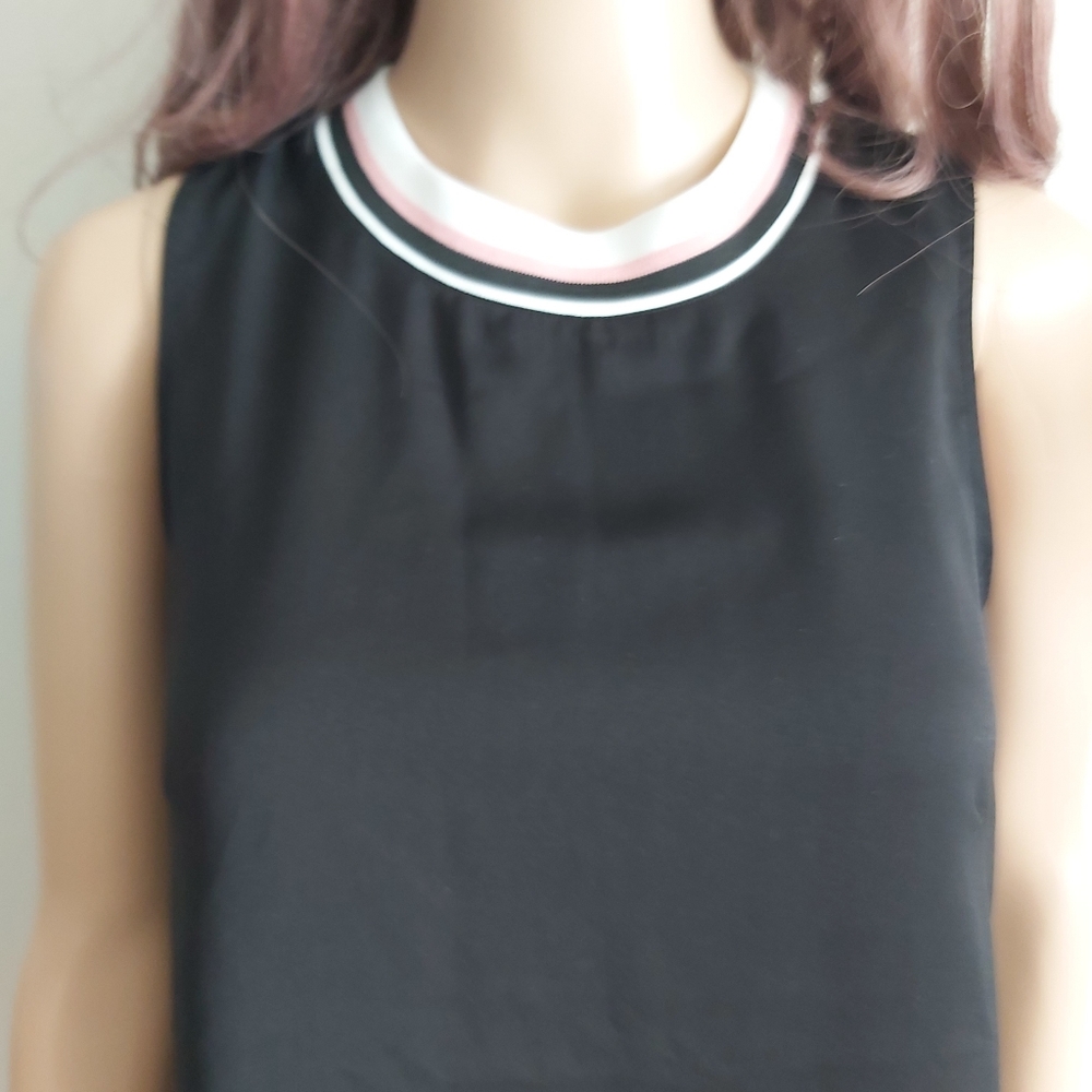 H&M black sleeveless top blouse high neck tunic long line - Picture 2 of 11